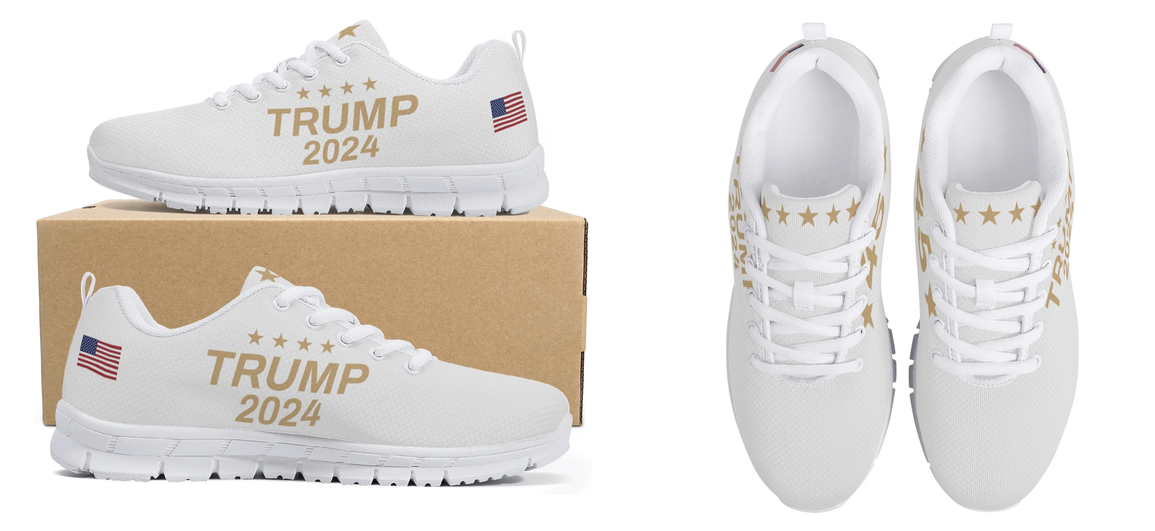 White & Gold Trump Shoes